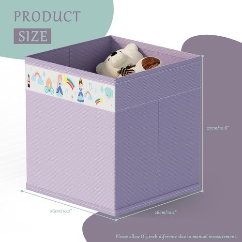Homyfort Storage Cube Bins - 11x11 Inch Fabric Organizer Baskets with Handles for Clothes & Toys | Purple