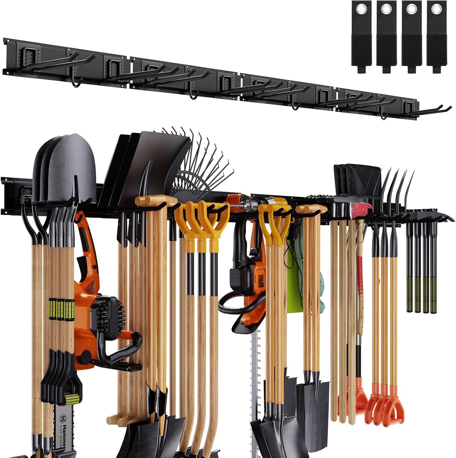 Skiennix Garage Tool Organizer - Wall Mounted, Adjustable 64-Inch Rack for 20 Tools, Holds Up to 900lbs