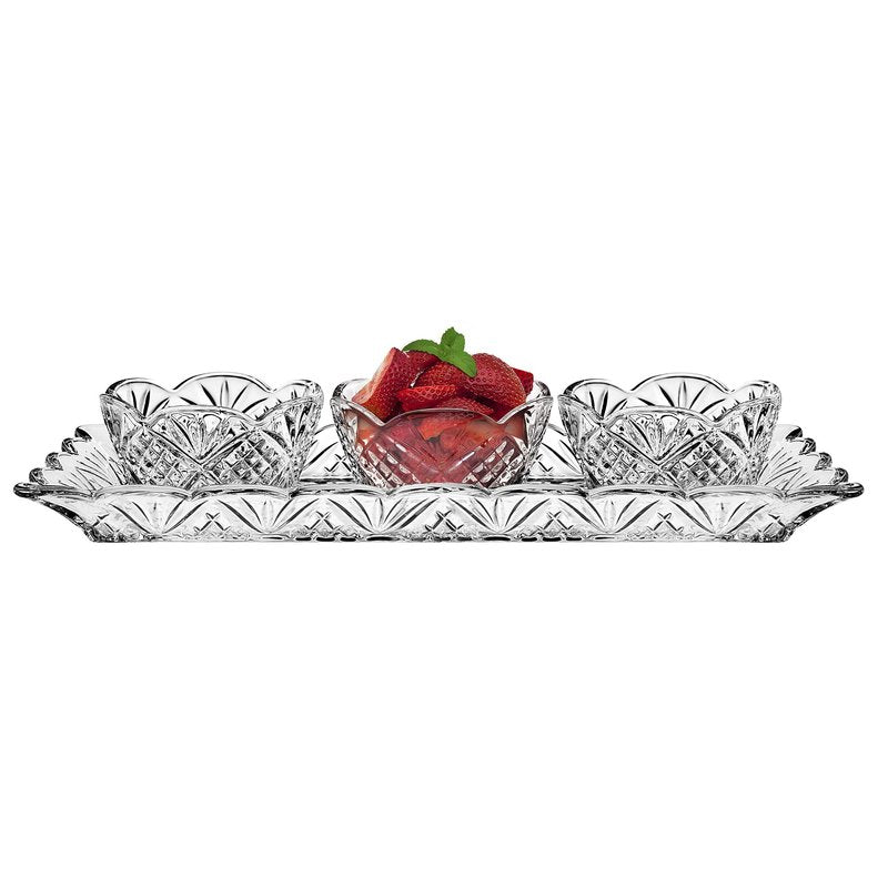 Godinger Dublin Relish Server Tray Set with Tray & Relish Bowls, 4 Piece Set