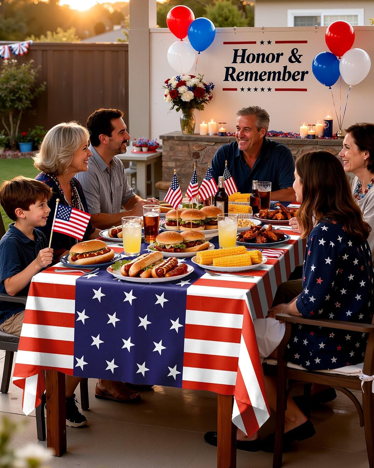 Pureegg 4th of July Tablecloth - Disposable American Flag Design | 54 x 108 Inch, 10 Pack for BBQs & Parties