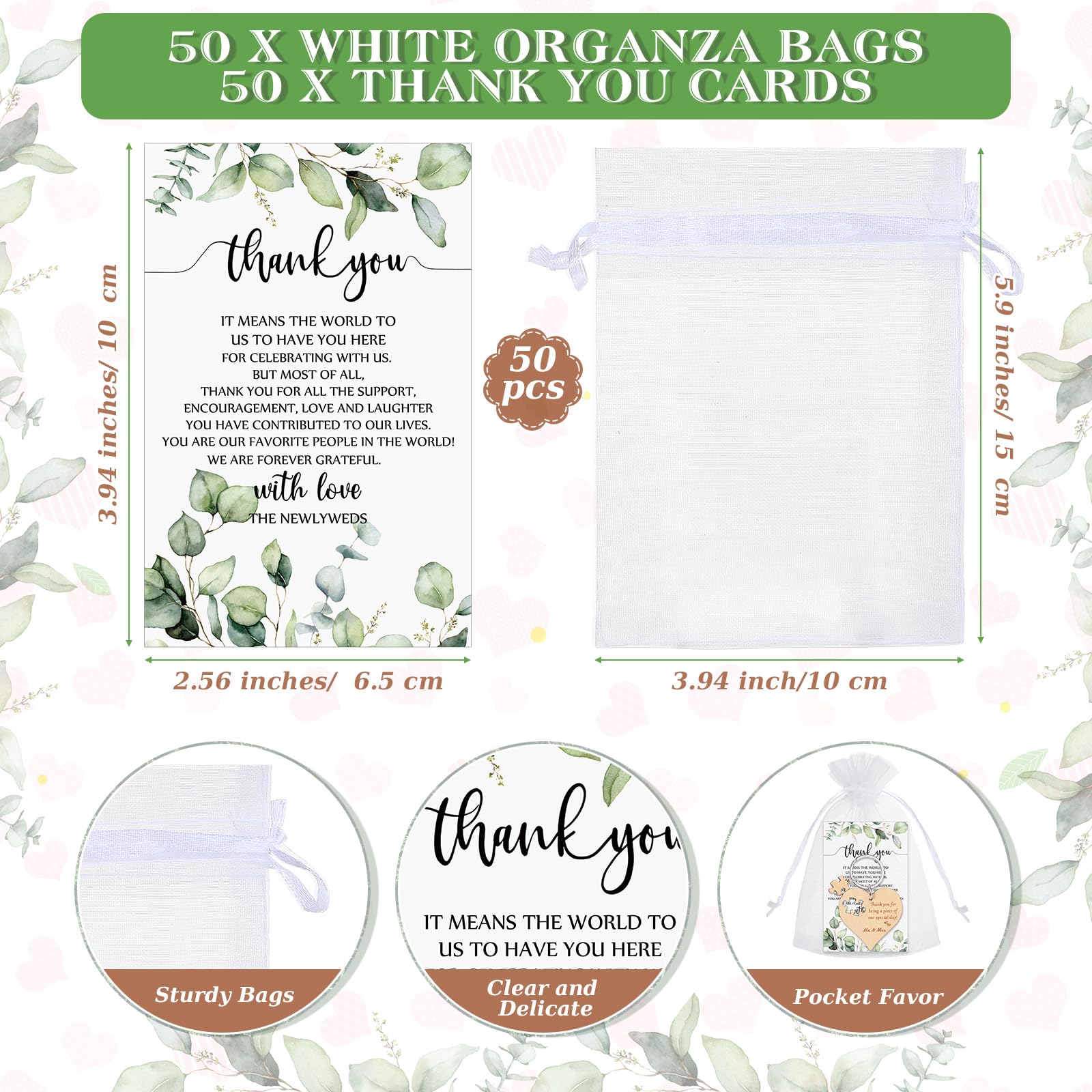 Ecation Wedding Favors for Guests Wood Heart Puzzle Keychains Thank You Cards Gift Bag Bridal Shower Souvenir Gifts(150 Set)