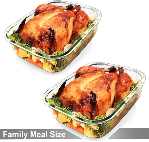 Glass Food Storage Containers Set - BPA-Free, Leak-Proof Meal Prep Containers | 80oz, 2-Pack