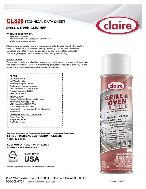 Claire Oven Cleaner, Grill, 12 Count