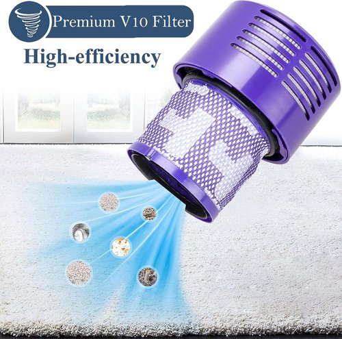 Dyson V10 Replacement Filters - High-Efficiency 3-Pack with Cleaning Brush for V10 Cyclone Series