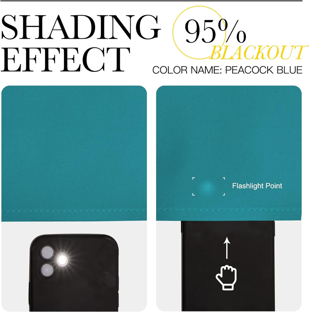 NICETOWN Blackout Curtains - Thermal Insulated Room Darkening Panels for Elegant Bedrooms | Peacock Teal, 45" Length, 2 Pieces