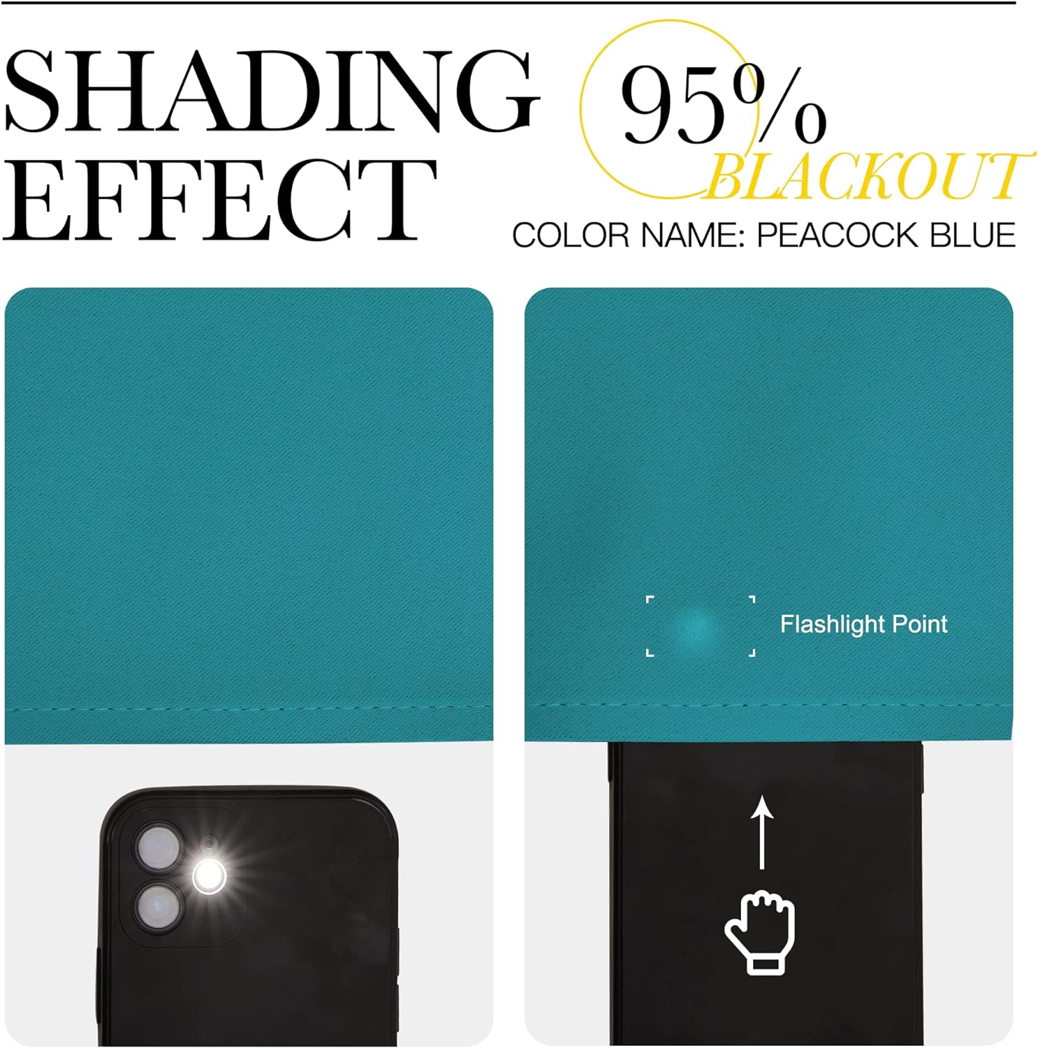 NICETOWN Blackout Curtains - Thermal Insulated Room Darkening Panels for Elegant Bedrooms | Peacock Teal, 45" Length, 2 Pieces