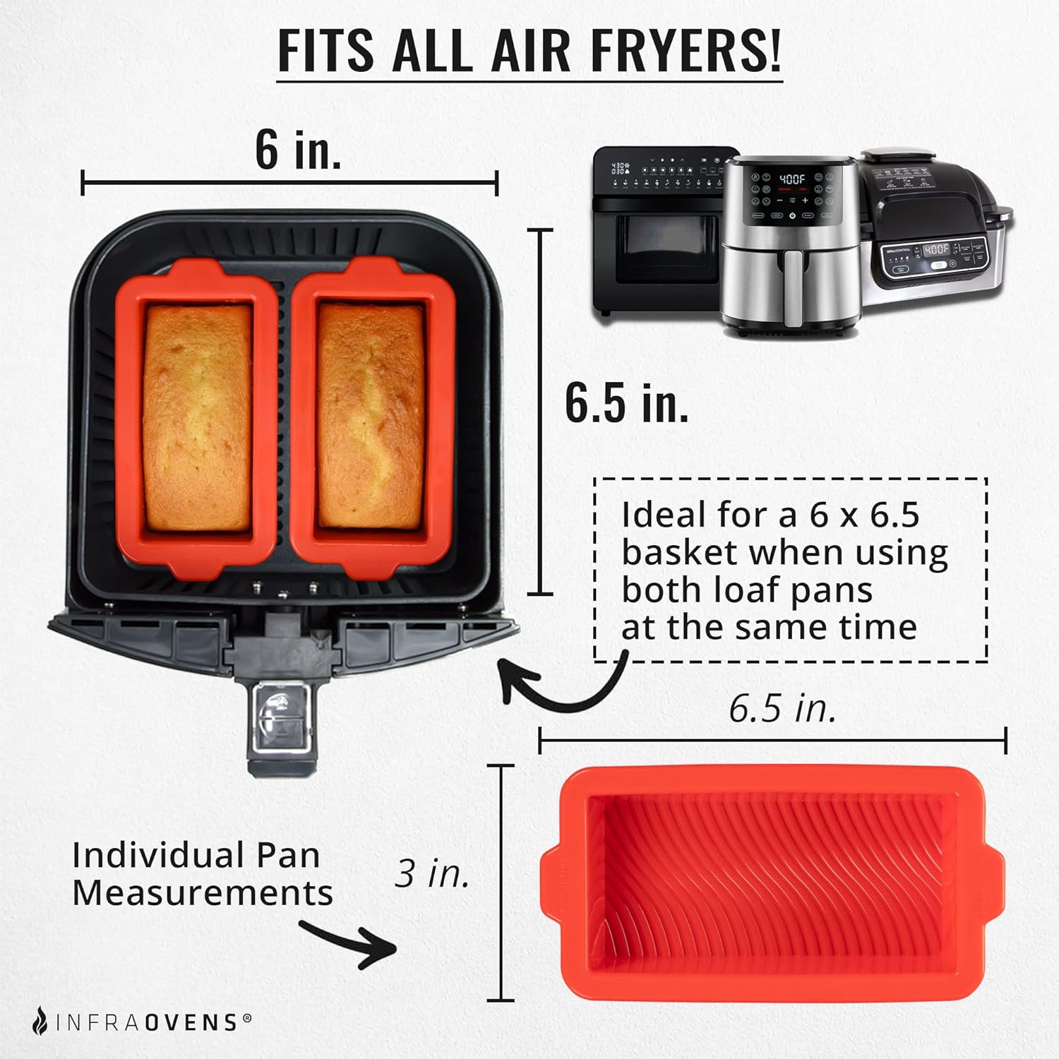 Skiennix Air Fryer Silicone Loaf Pans - Non-Stick Mini Baking Set for Bread & Meatloaf - BPA Free