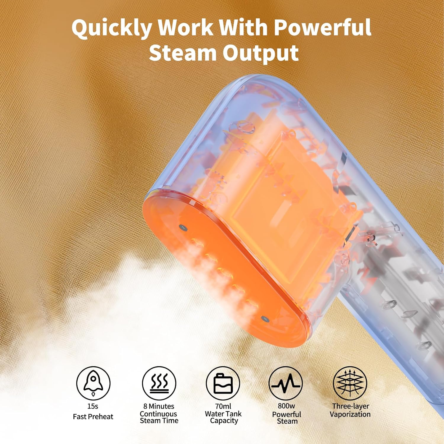 Skiennix Portable Travel Steamer - 15s Fast Heat-Up, 800W Handheld Fabric Wrinkle Remover | Ideal for Home & Travel