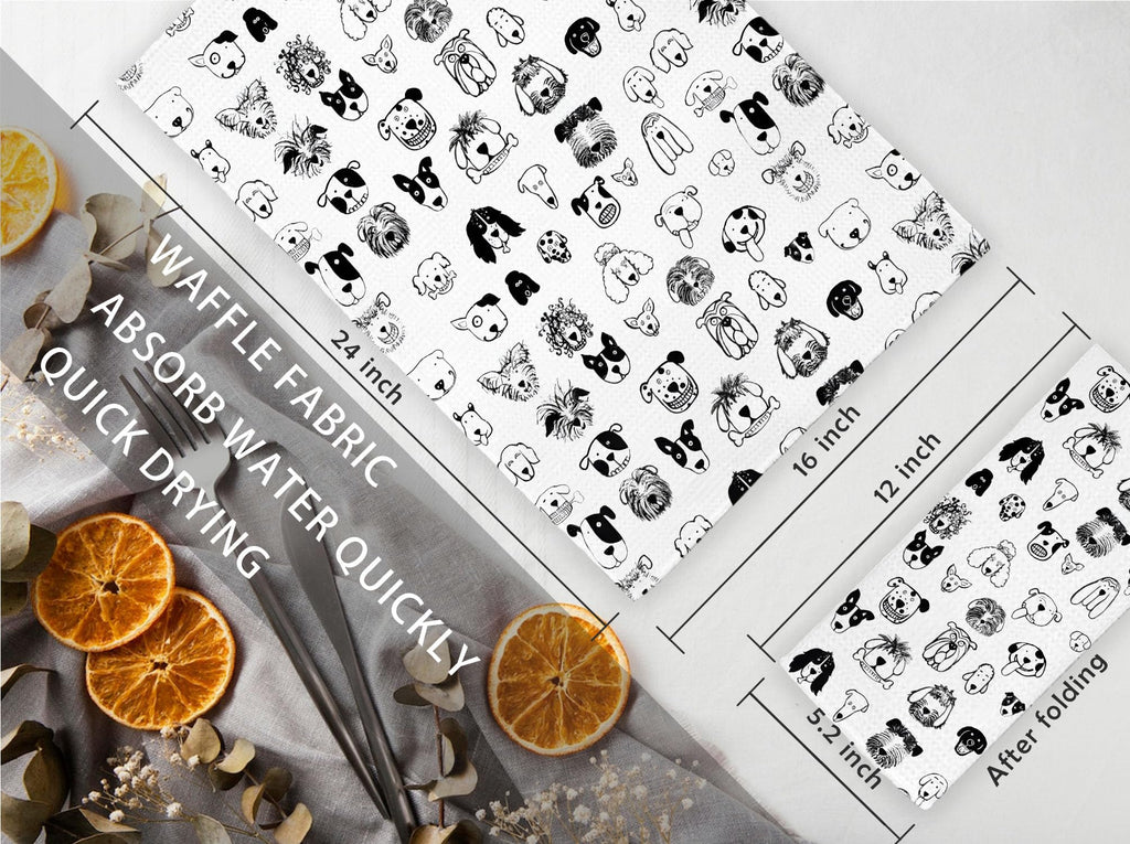 Jvpke Black and White Dog Dish Hand Towels for Kitchen Bathroom 16x24 - Dog Lover Gifts for Women Mom, Dogs Decor for Bathroom Home