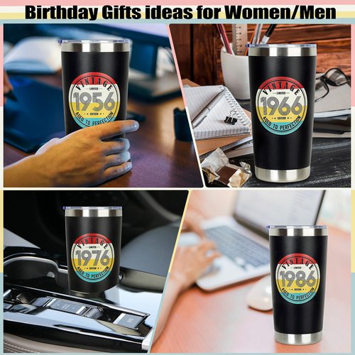 DECZHIYU 60th Birthday Gifts for Women Men - 1966 60th Birthday Decorations Gifts Ideas for Her Him - 60 Year Old Birthday Gift for Men Women Turning 60 Gift Ideas - 20oz Stainless Steel Tumbler