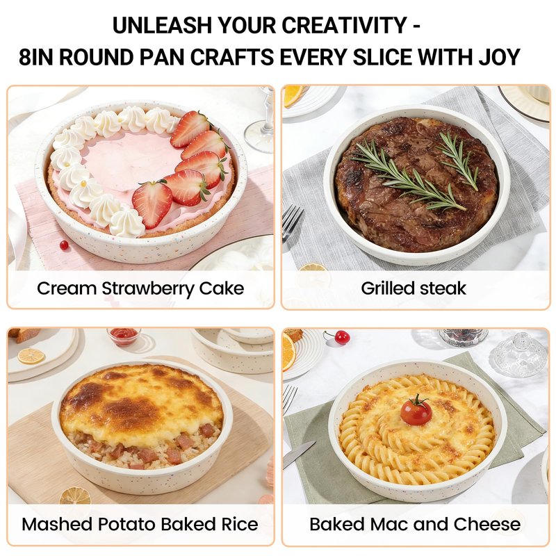 SJ 8 Inch Silicone Round Cake Pan with Metal Reinforced Frame Set of 3, Nonstick Silicone Cake Mold for Baking Suitable for Making Layers, Cheese & Chocolate Cakes