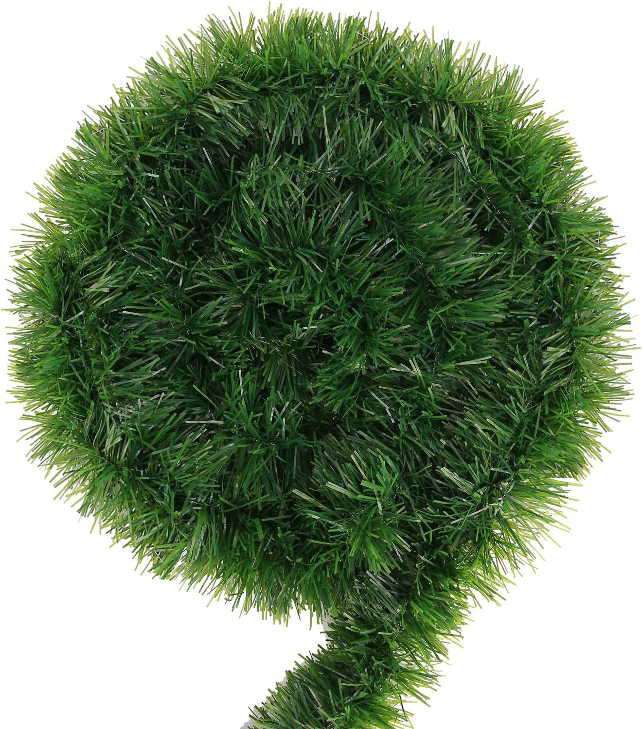 Skiennix Green Garland - 50Ft Non-Lit Tinsel Stems for Christmas Decor | Indoor & Outdoor Holiday Home Accents
