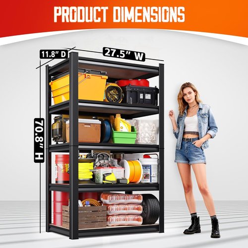 Heavy Duty Metal Shelving Units by [Brand Name] - Adjustable Steel Storage Racks | 71" H x 28" W x 12" D, 1900 lbs Capacity, 4-Pack