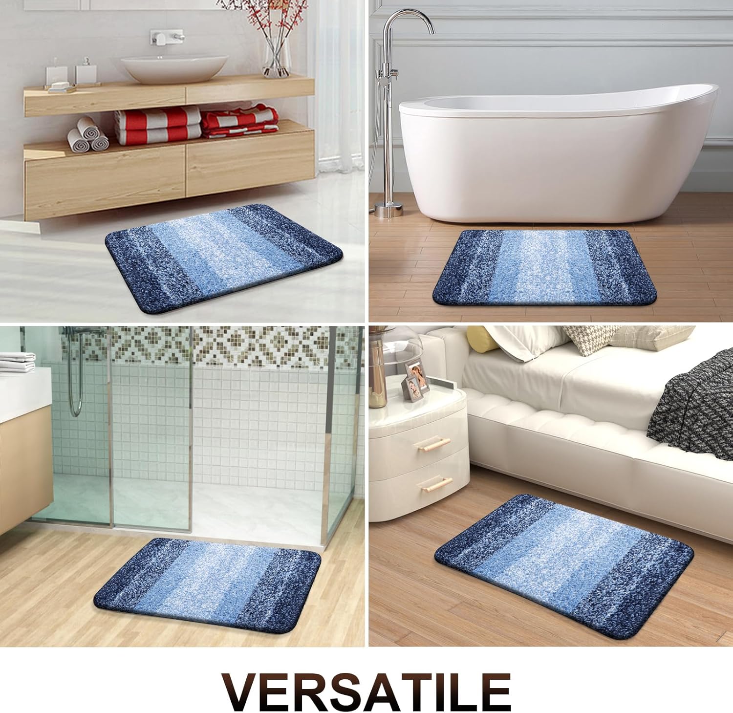 OLANLY Bathroom Runner Rug - Extra Soft Microfiber Mat | Quick-Dry, Washable, 70x24 Inches, Navy