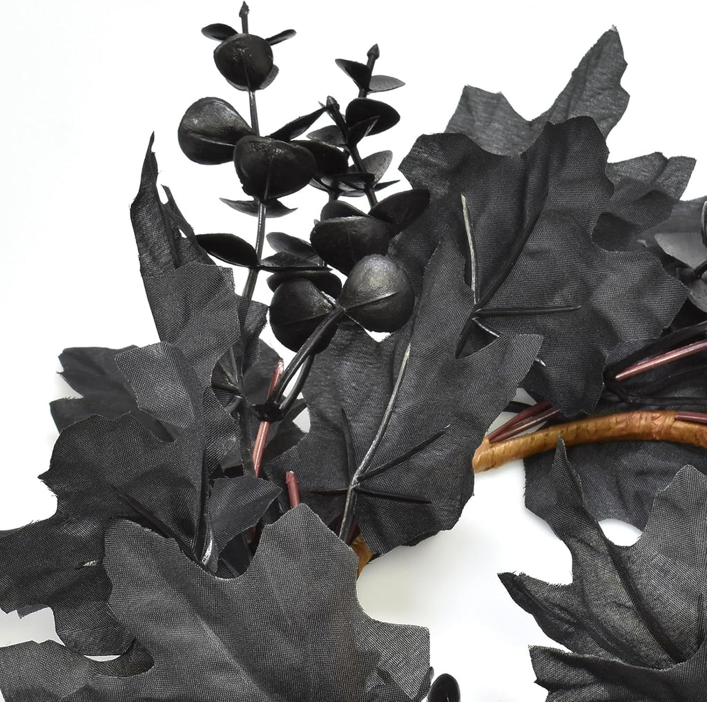 Skiennix Halloween Black Candle Rings - 6Pcs Maple Leaf Wreaths for Fall Table Centerpieces | Home Decor