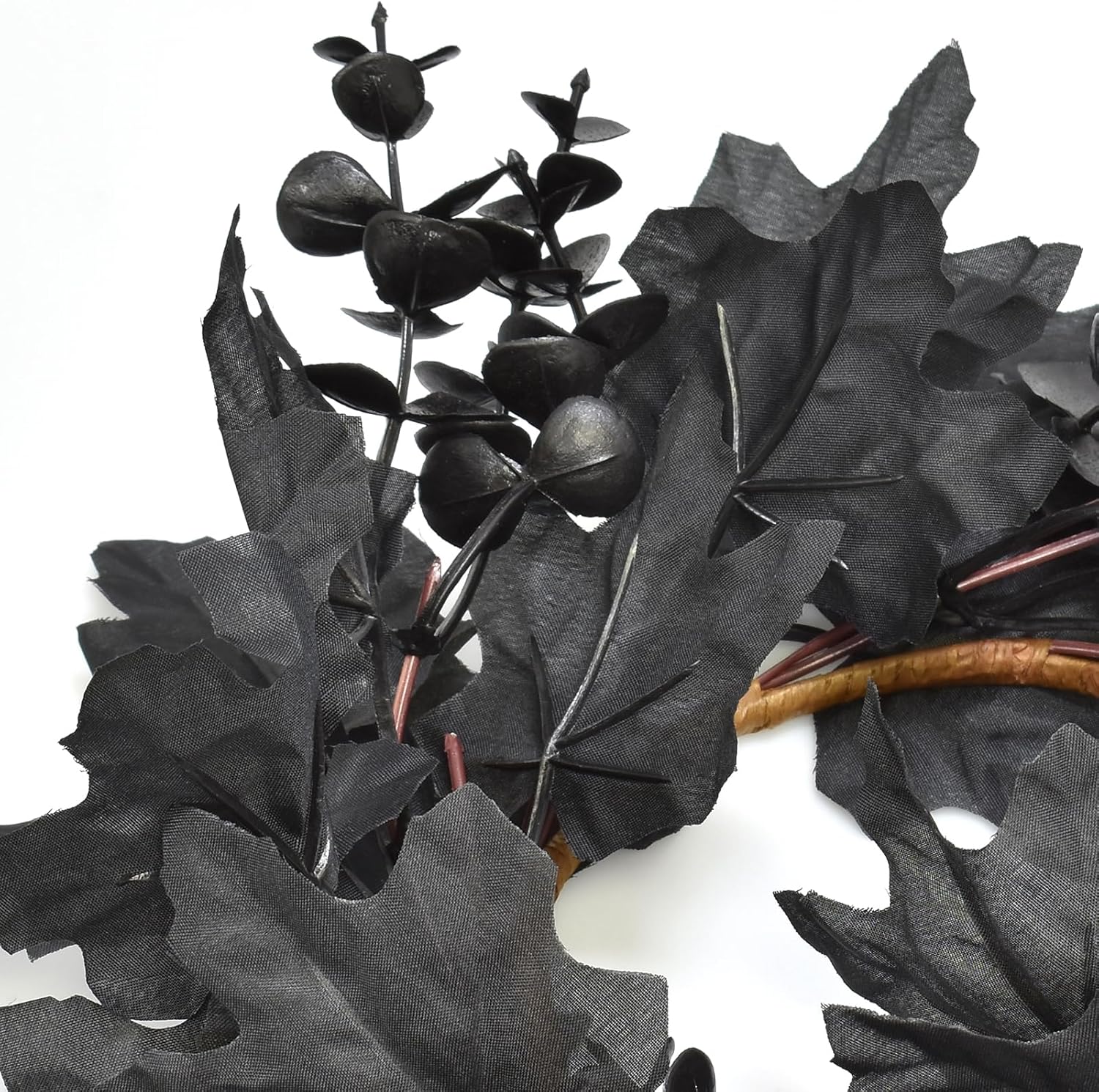 Skiennix Halloween Black Candle Rings - 6Pcs Maple Leaf Wreaths for Fall Table Centerpieces | Home Decor