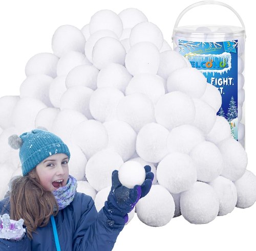 Elcoho 100-Piece Artificial Snow Ball Set - Realistic Plush Toss Balls for Kids | Winter Fun & Xmas Decor