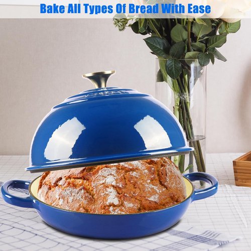CUKOR 7QT Enameled Cast Iron Dutch Oven - Non-Stick Bread Pot for Baking, Roasting & Stewing