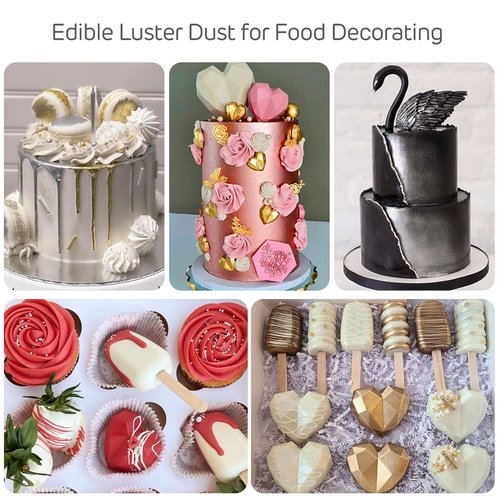 Cherrysea Silver Edible Luster Dust - Tasteless Food Grade Cake Dusting Powder | 10 Grams for Baking