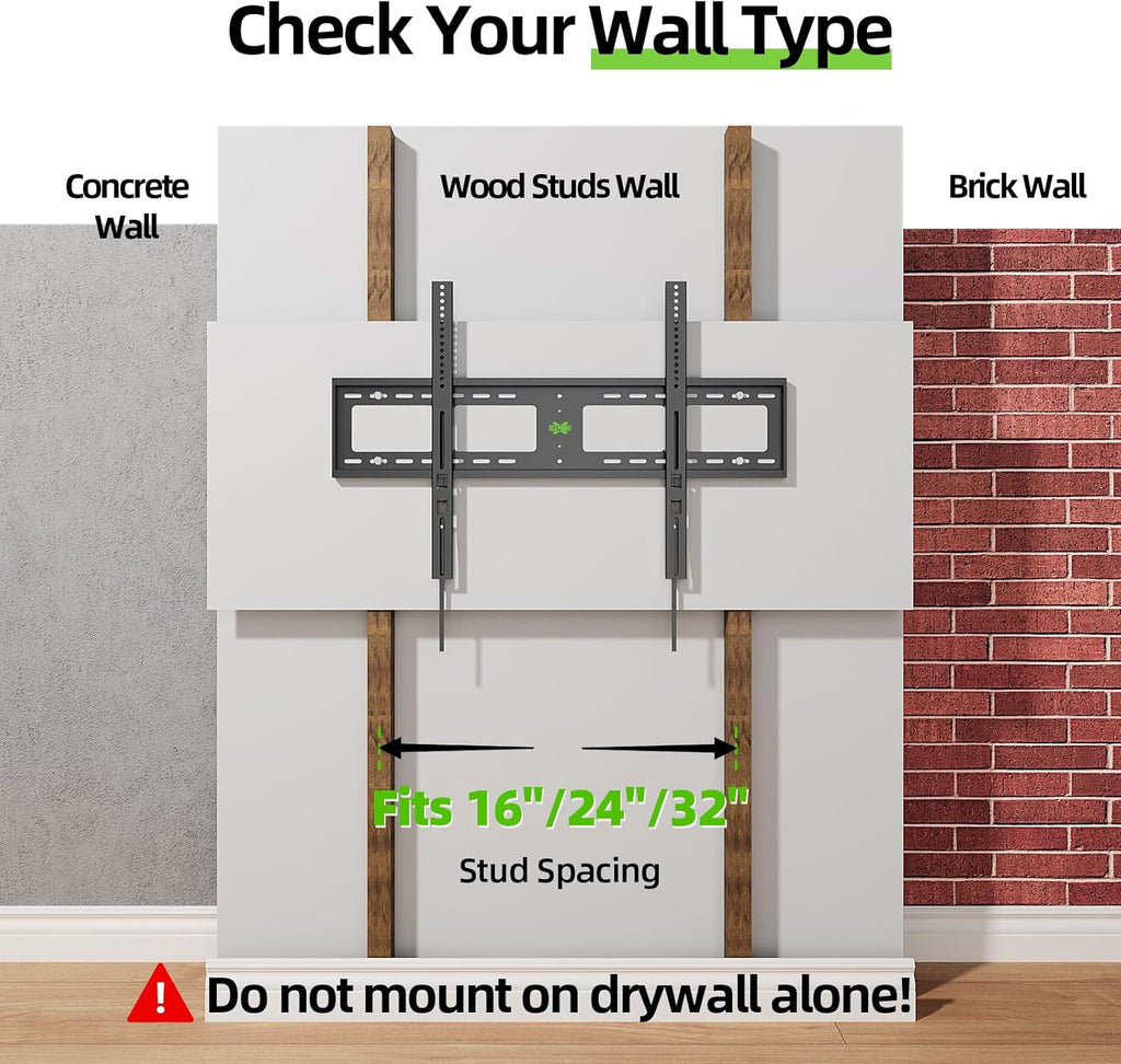USX MOUNT Heavy Duty Fixed TV Wall Mount - Fits 65-100 Inch Flat Screens | Max Load 200 Lbs, Low Profile Design