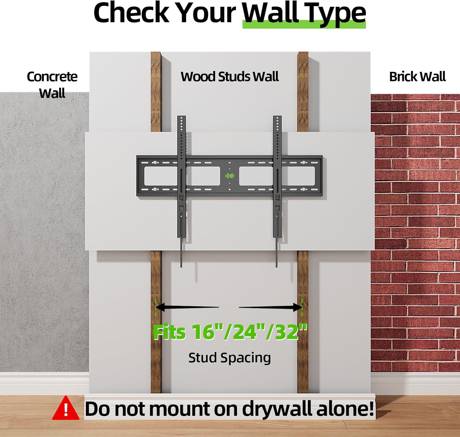 USX MOUNT Heavy Duty Fixed TV Wall Mount - Fits 65-100 Inch Flat Screens | Max Load 200 Lbs, Low Profile Design