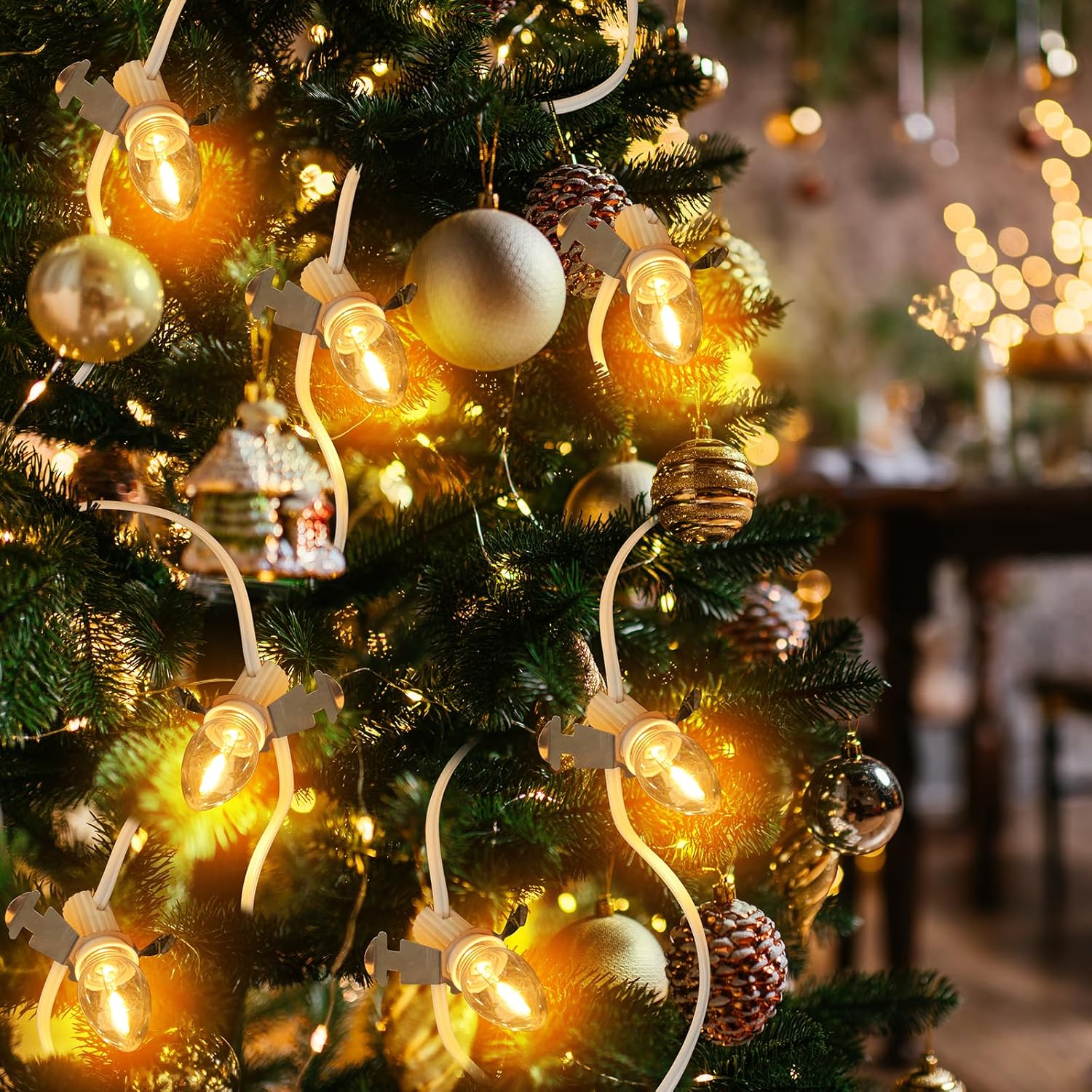 Skiennix Christmas Village Lights - 10 LED Bulbs with Clips for Festive Home Decor | Warm White