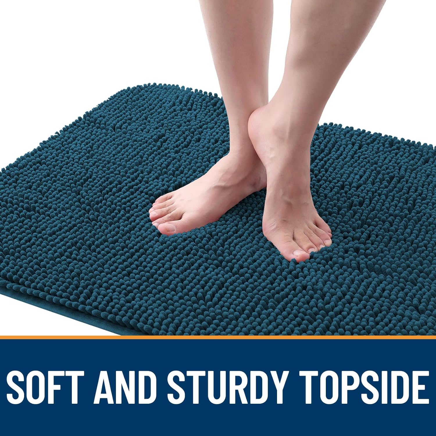 OLANLY Dog Door Mat - Absorbent Non-Slip Washable Chenille Mat for Muddy Paws | 48x30, Atlantic Blue