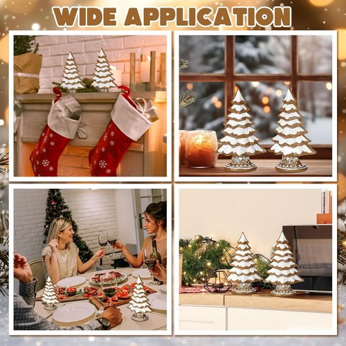 Geelin Christmas Gingerbread Figurines - Festive Tabletop Decorations | 7.09" x 3.94" x 2.36" (Snow Frosting)