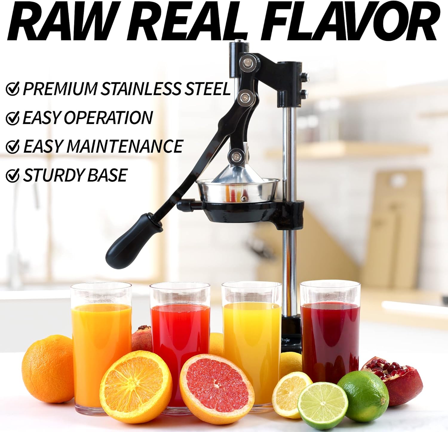 Zulay Kitchen Extra Tall Citrus Press | Manual Juicer for Orange Juice - Fits Tumblers & Tall Glasses