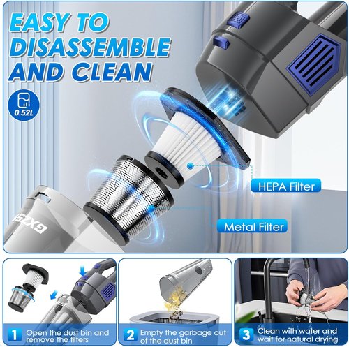 Gxzsk Handheld Vacuum - Cordless 15000PA Strong Suction Cleaner | Portable Multi-Nozzle Design for Home & Car
