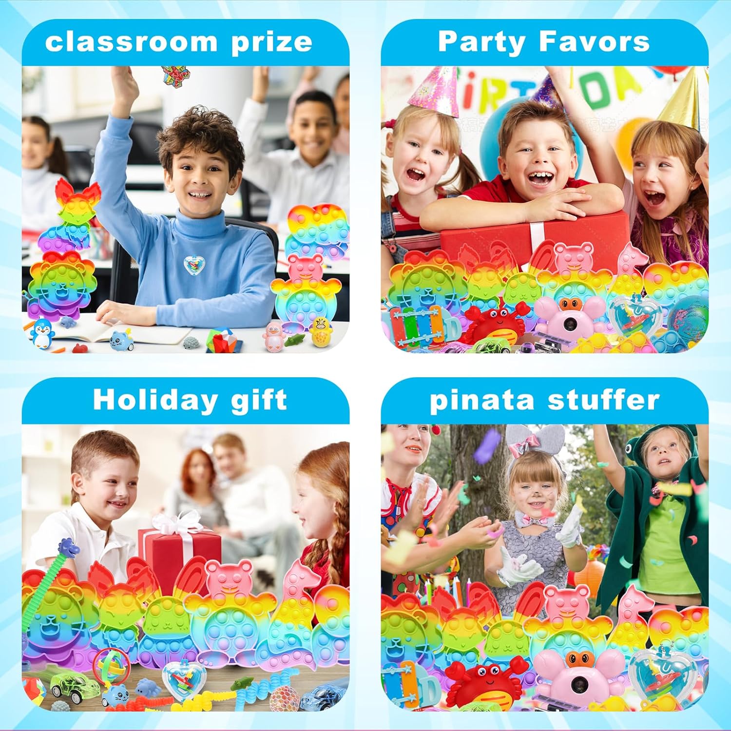 Skiennix 1000 Pcs Kids Party Favors - Fidget Toys Pack for Stress Relief & Classroom Prizes | Bulk Sensory Gifts