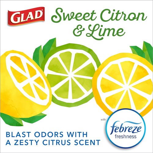Glad Small Kitchen Trash Bags - 4 Gallon, Febreze Sweet Citron & Lime Scent, 34 Count