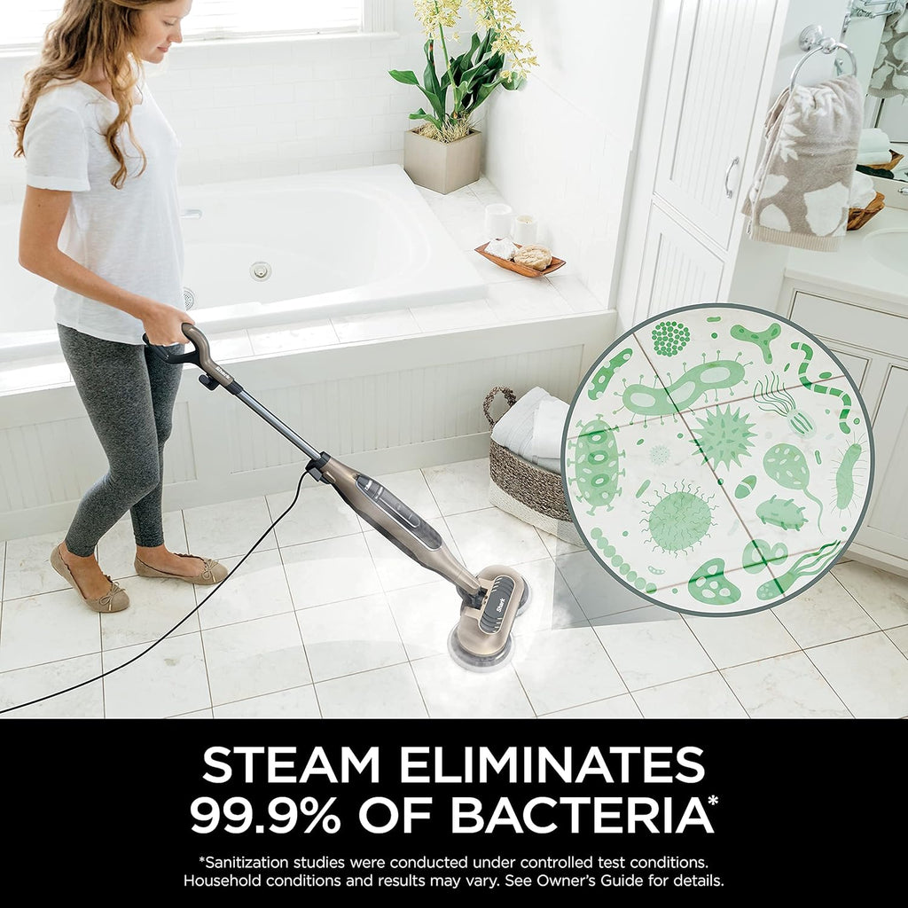 Shark S7001 Mop - Scrub & Sanitize Hard Floors with 4 Washable Pads, 3 Steam Modes & LED Headlights - Gold