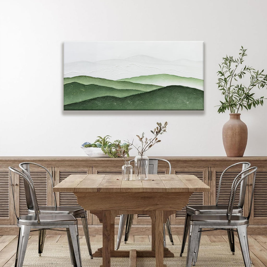 TAIJXAGSG Wall Art For Bedroom Office Decor Abstract Green White Wall Art Painting Canvas Art Wall Decor Prints Ready To Hang Bathroom Pictures Home Artwork 20 × 40 Inch