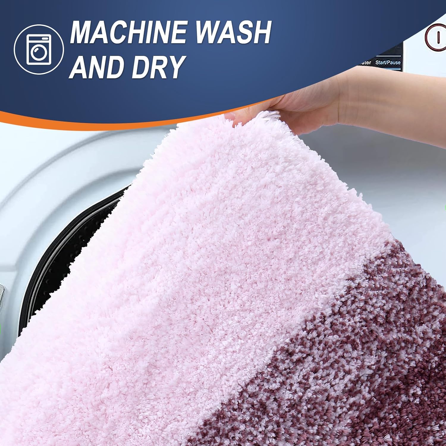 OLANLY Large Bathroom Rugs - Extra Soft Microfiber Mat 50x30 | Quick Dry, Machine Washable, Rubber Backing, Mauve