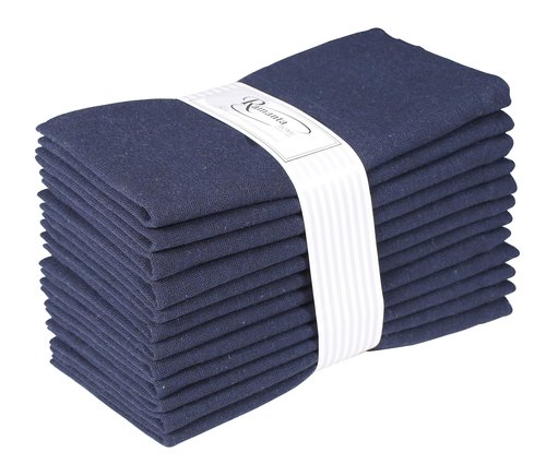 Ramanta Home Navy Cotton Dinner Napkins Set of 12, 18x18 Inch 100% Cotton Cloth Napkins, Reusable Fabric Table Napkins for Everyday Dining, Parties, Weddings, Spring & Easter Table Décor Washable
