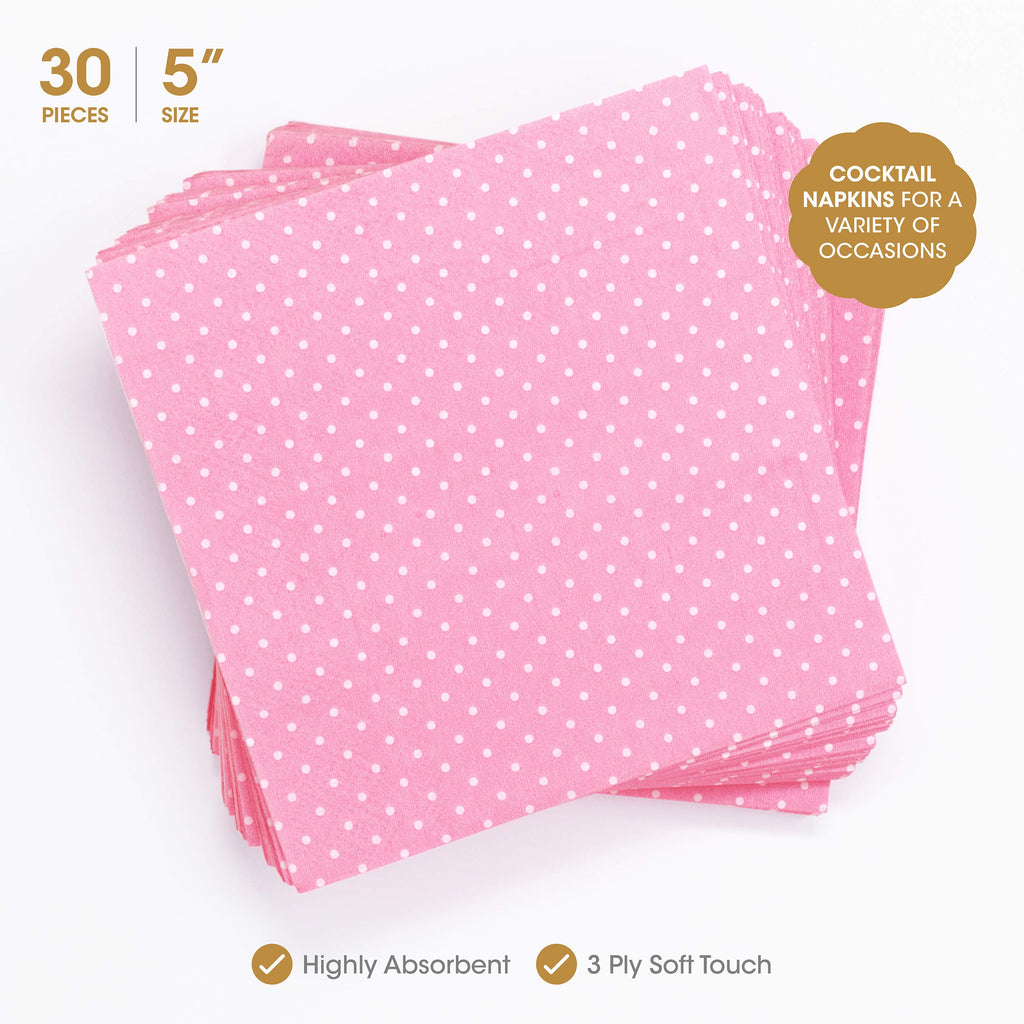 Premium Pink and Gold Party Plates Set - 30 Pack Disposable Plates and Napkins, Ultra-Durable 400GSM, No Soggy Mess