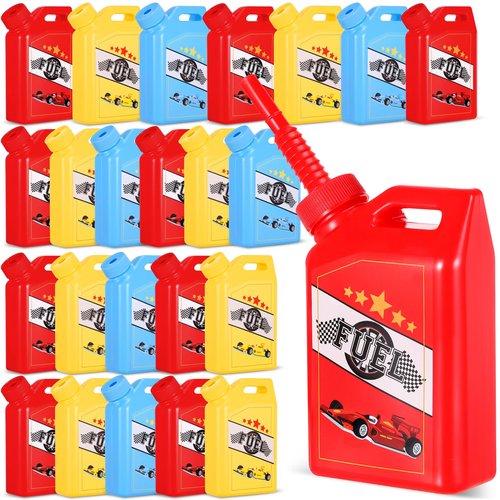Mifoci 24 Pcs Race Car Fuel Can Cups Set 11 oz Fuel Race Drinking Cup with Straw Red Blue Yellow Racing Theme Birthday Party Favor for Kids Racing Car Theme Birthday Party Baby Shower