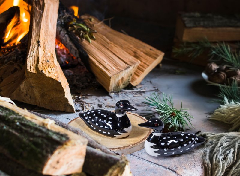 Abbott Collection Loon Salt & Pepper Shaker Set - Ceramic, Black (2.5 inches L)