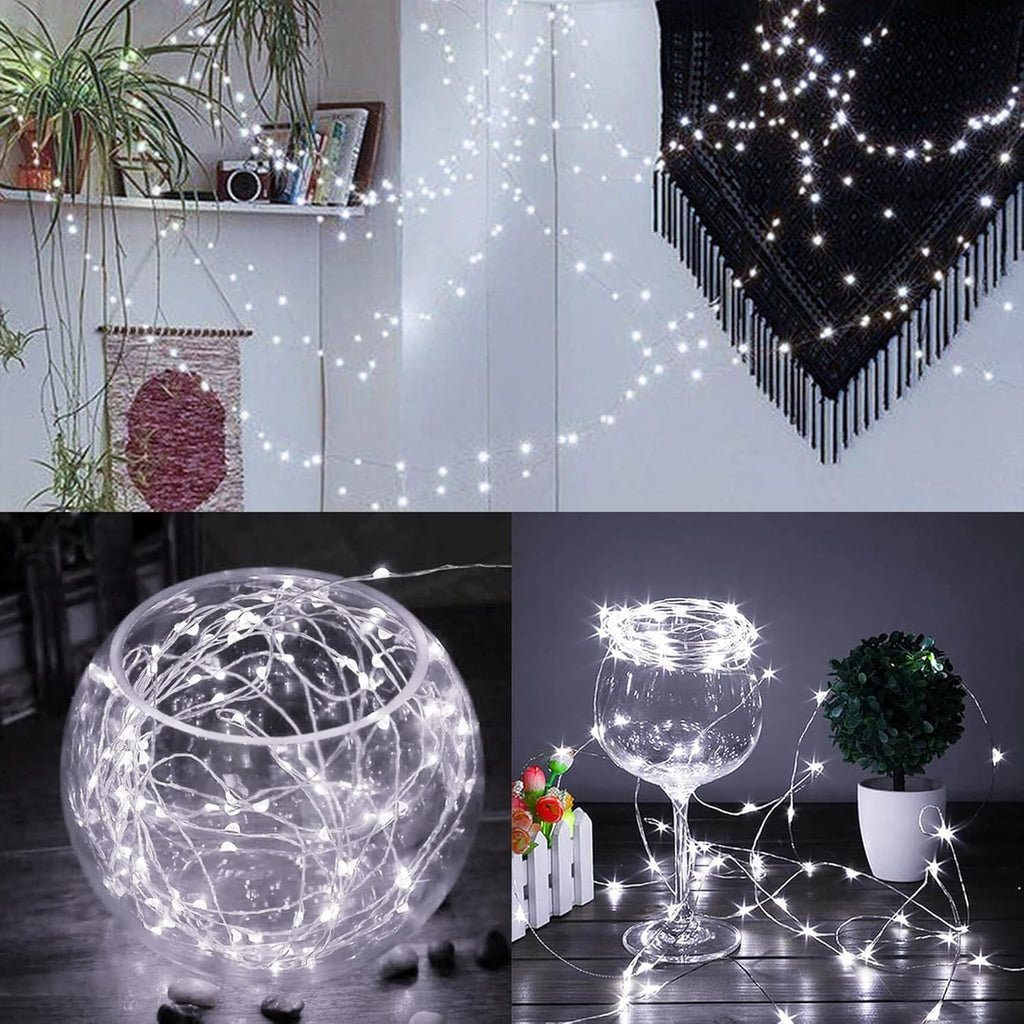 WATERGLIDE 12 Pack Mini String Lights - Battery Operated 20 LED Fairy Lights | Waterproof Silver Wire for Wedding & Party Decor