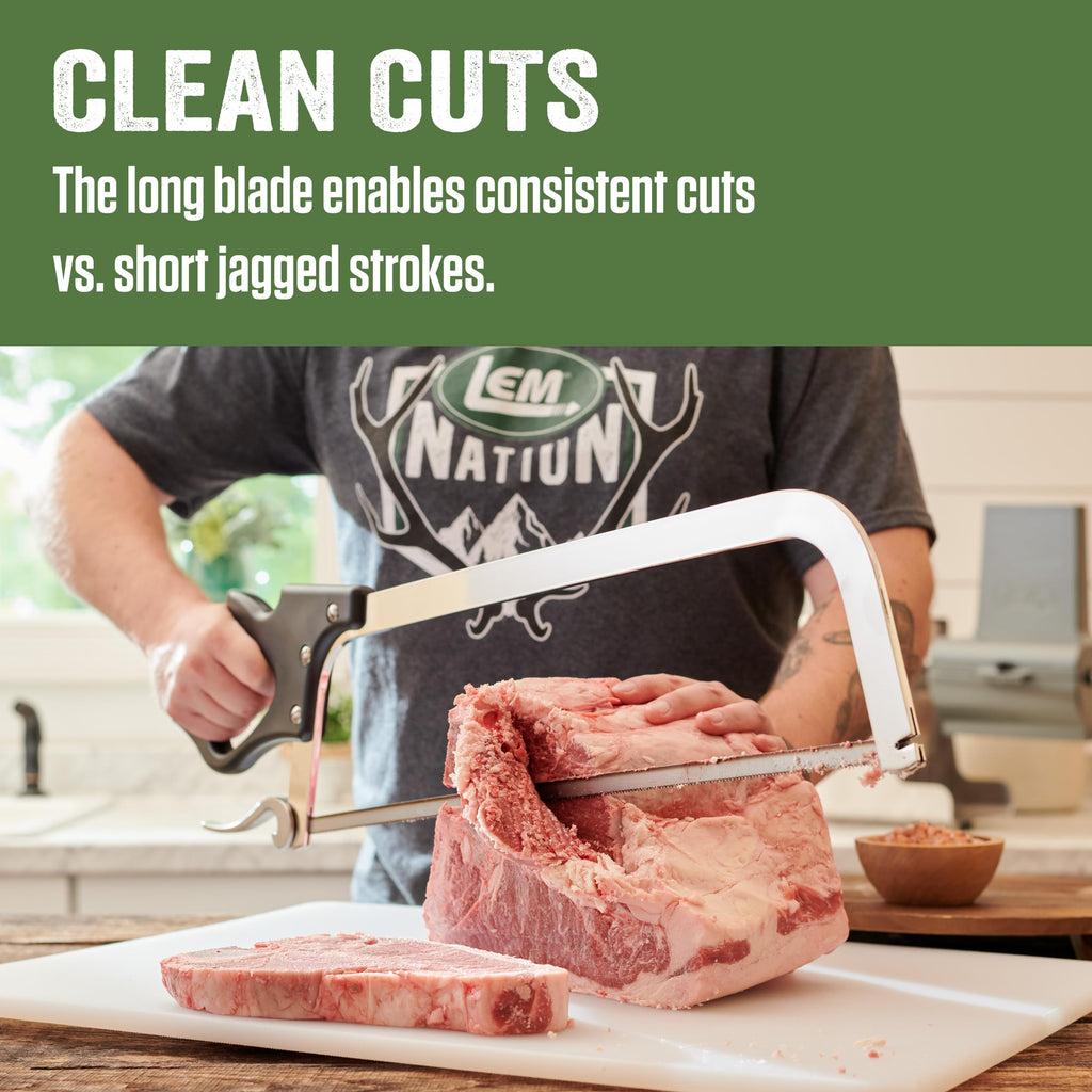LEM Products 22" Meat Saw with Tightening Cam, Heavy Nickel-Plated Frame, Black Handle