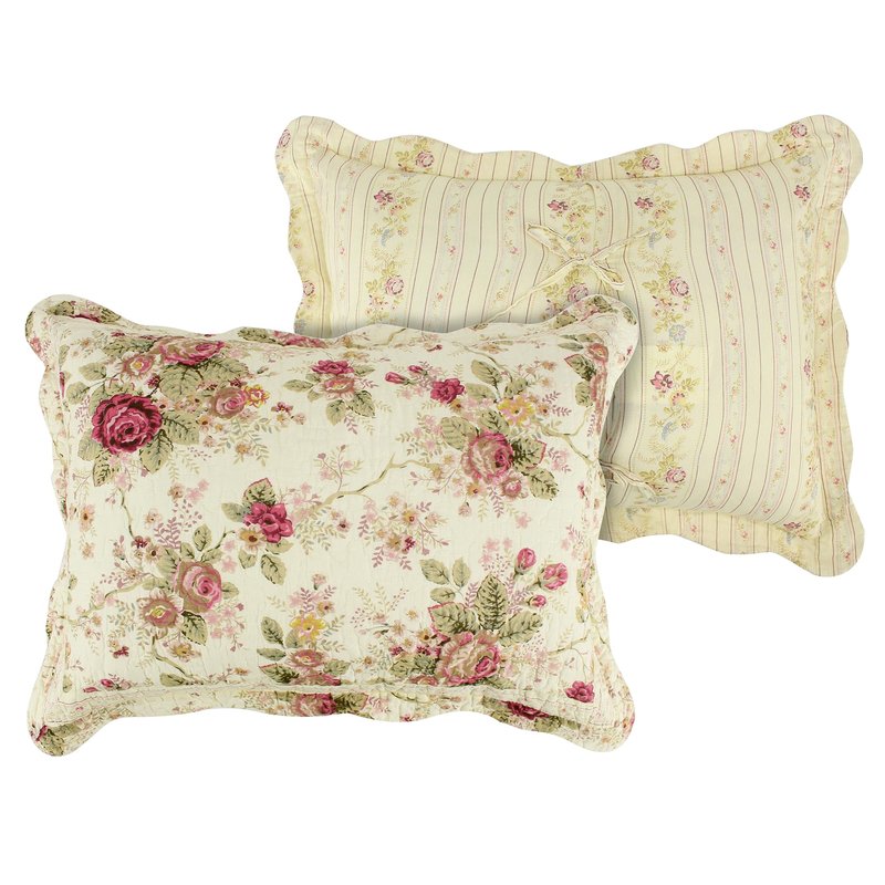 Greenland Home Antique Rose 100% Cotton Heirloom-Quality Quilt Set, 2-Piece Twin/XL, Ecru