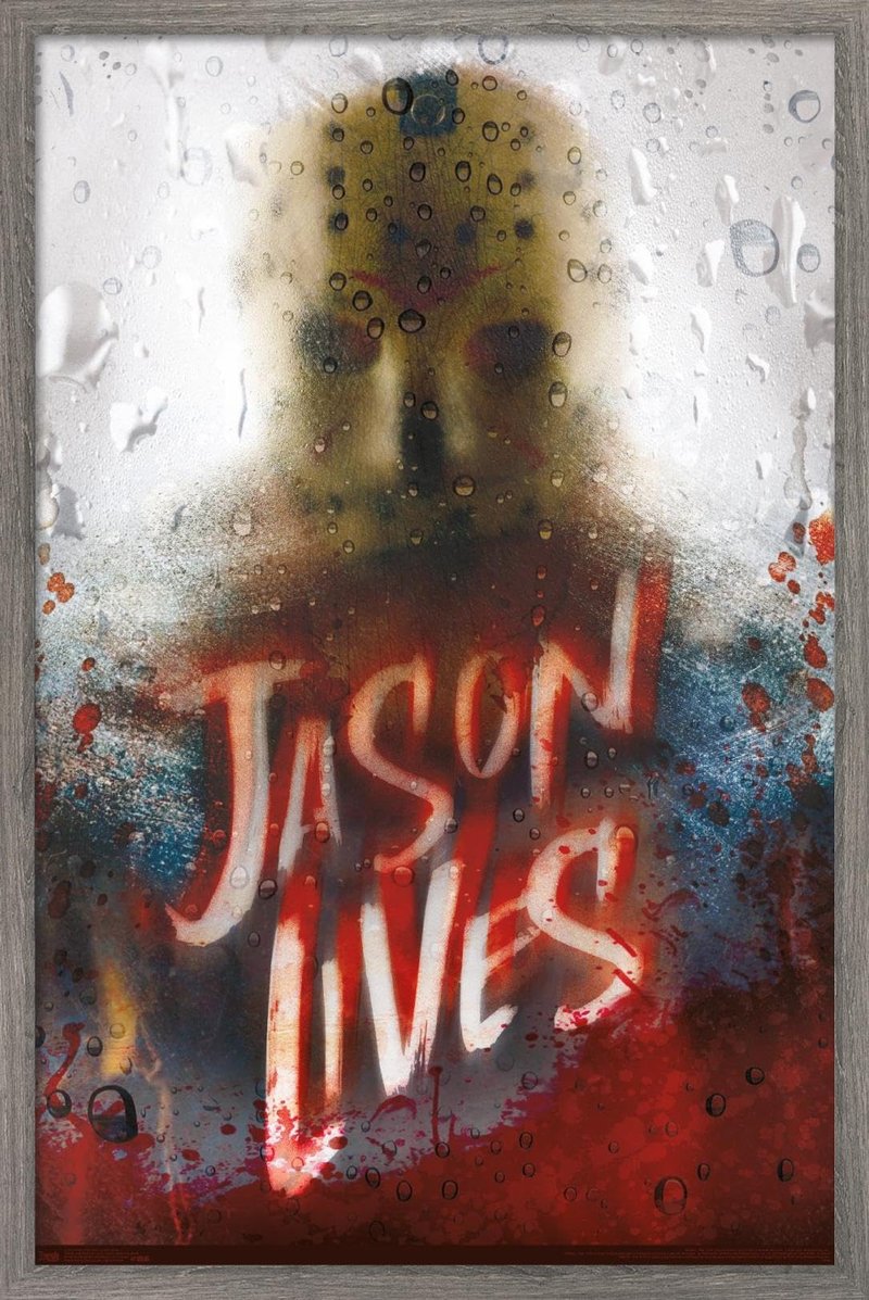 Friday The 13th - Jason Lives Wall Poster, 22.4L" x 14.7W", Gray Framed Version