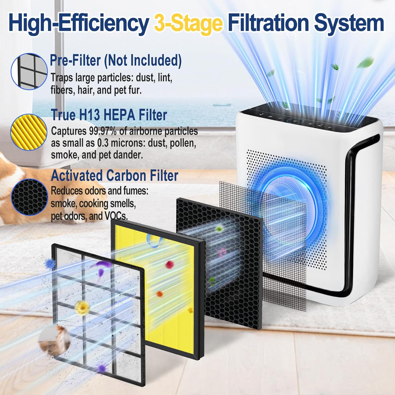 Vital 200S Replacement Filter - H13 True HEPA + Activated Carbon | 2-Pack for Easy Install & Long-Lasting Use