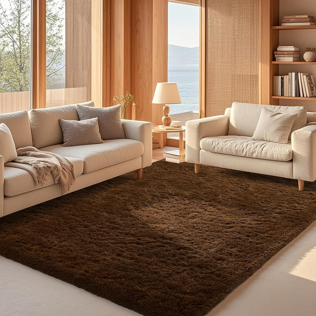 Ophanie Brown Area Rug - Plush 5x8 Fluffy Shag Carpet for Living Room, Bedroom & Nursery Decor