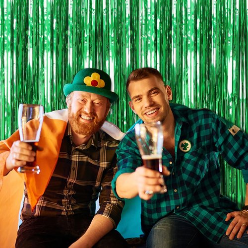 Green Metallic Tinsel Foil Fringe Curtains by [Brand Name] - 10 Pack Photo Booth Props for Parties & Celebrations