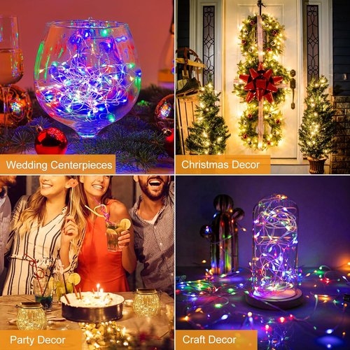 Btfarm 12 Pack Fairy Lights - Battery Operated Twinkle String Lights | 7ft Waterproof Mini Silver Wire, Warm White/Colorful
