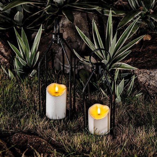 Homemory Flameless Outdoor Waterproof LED Candles - Remote & Timer Included | Ivory White, Set of 3