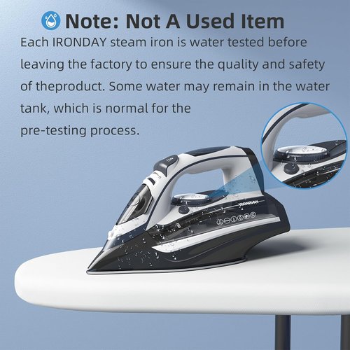 IRONDAY 1700W Steam Iron - Fast Heat-Up in 20 Seconds, Non-Stick Ceramic Soleplate, 14.07oz Water Tank | Auto-Off & Self-Cleaning