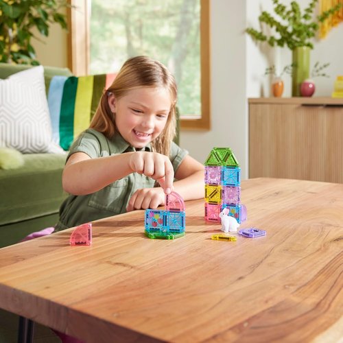 Magna-Tiles MicroMAGS 24-Piece Spring Garden Travel Set | Original Magnetic Building Blocks